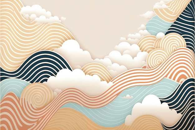 Gebogen lijn golven abstracte Japanse achtergrond