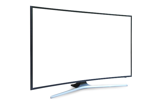 Gebogen TV 4K flat screen lcd of oled, plasma realistisch, witte lege HD-monitor