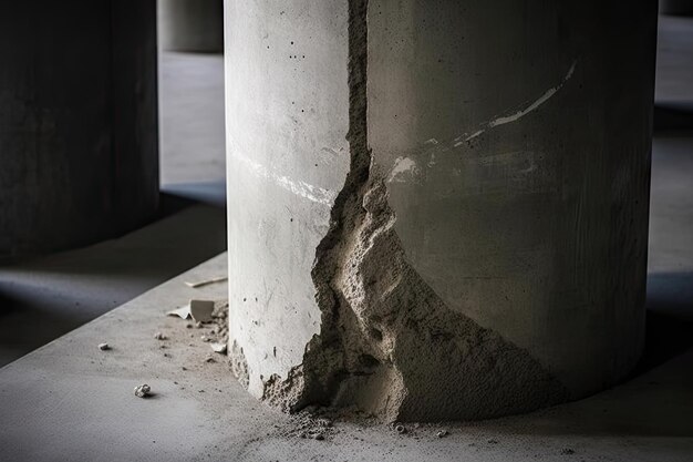 Gebouw met gebroken betonnen pilaren