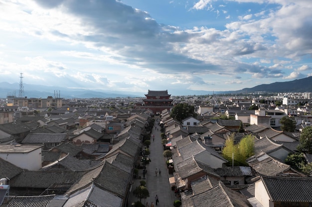 Gebouwen en landschappen in Weishan Yunnan China