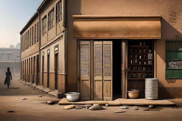 gebouwen en winkelfronten in een gemiddelde Afrikaanse township