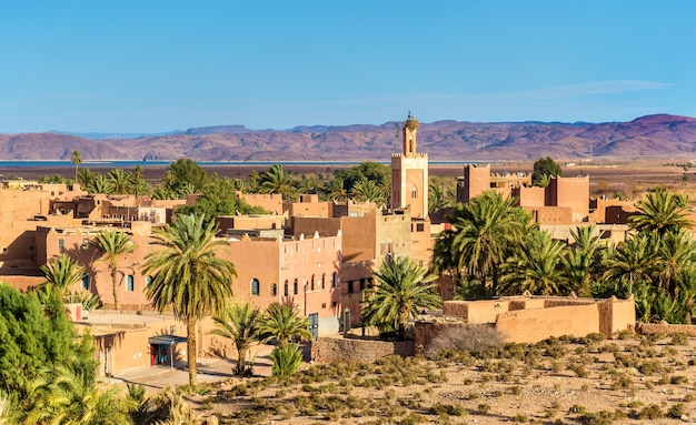 Gebouwen in het oude centrum van Ouarzazate, een stad in zuid-centraal Marokko. Noord Afrika