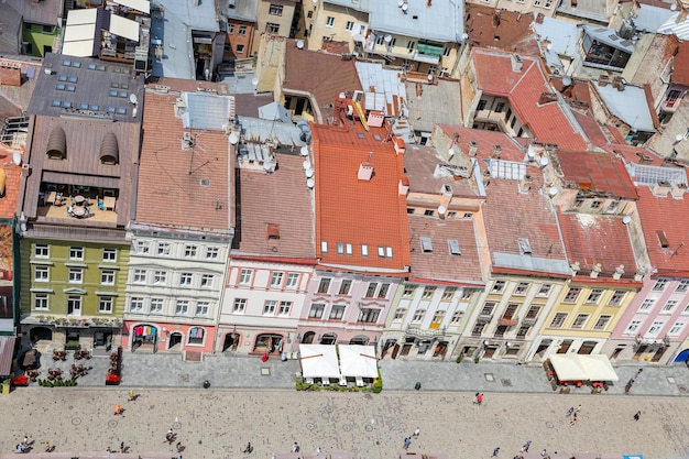 Gebouwen in Marktplein Lviv, Oekraïne