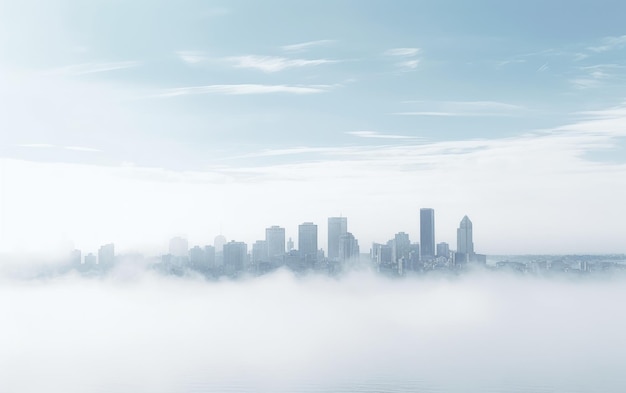 Gebouwen verschijnen en verdwijnen in de Misty Veil van de stad