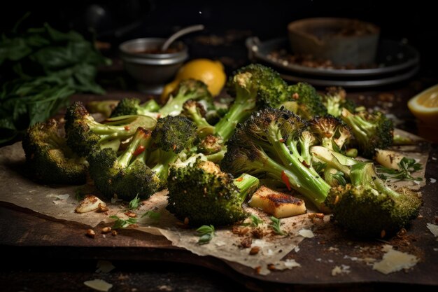 Gebraden broccoli diner Recept Voedselfotografie