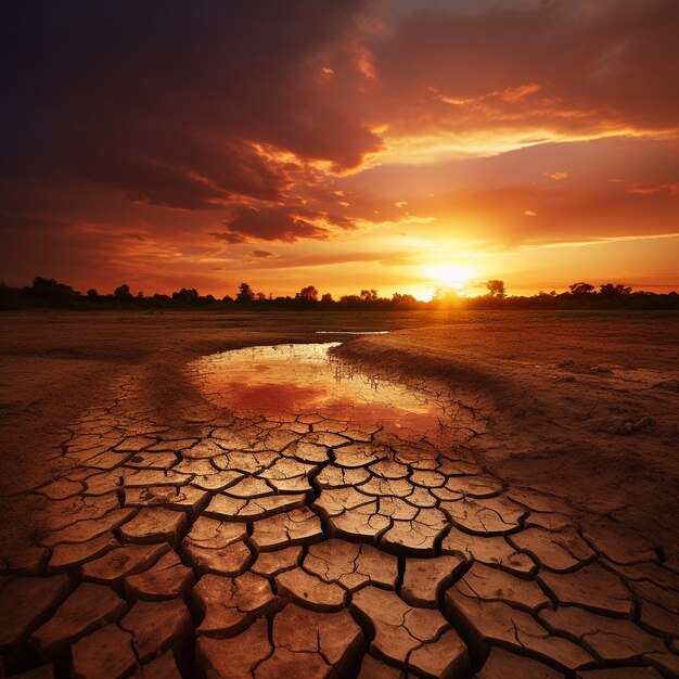 gebroken aarde bodem zonsondergang landschap