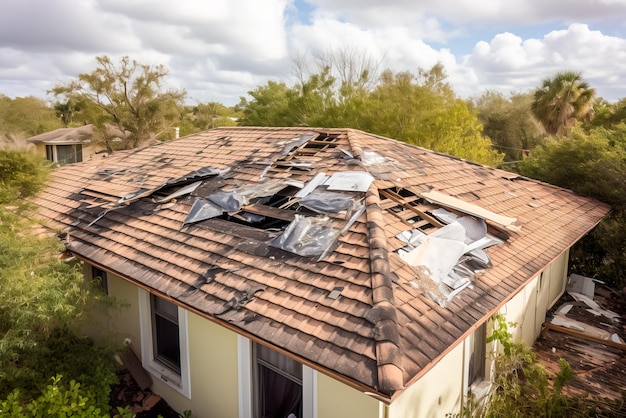 Foto gebroken dak van een woonhuis generatieve ai