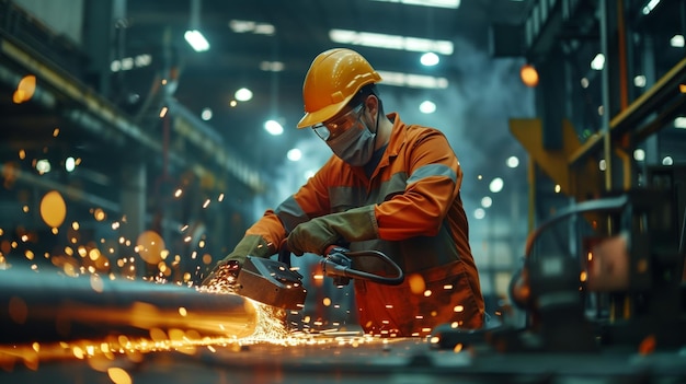 Gebruik van machines in een metaalbewerkingsfabriek