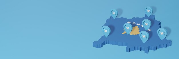 Gebruik van sociale media en Twitter in Kosovo voor infographics in 3D-weergave