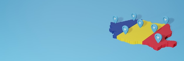 Gebruik van sociale media en Twitter in Roemenië voor infographics in 3D-weergave
