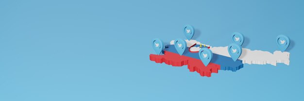 Gebruik van sociale media en Twitter in Slovenië voor infographics in 3D-weergave