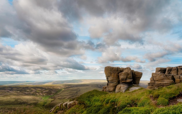Gebruikelijk landelijk landschap van Engeland in Yorkshire Prachtig uitzicht in het nationale park Peak District