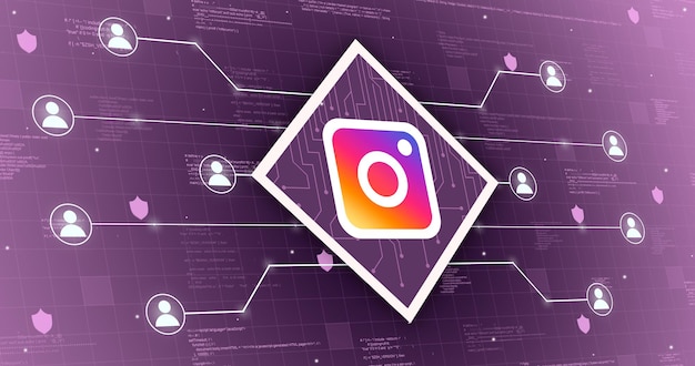 Gebruikers verenigd door één technologisch netwerk met het sociale netwerk Instagram 3d