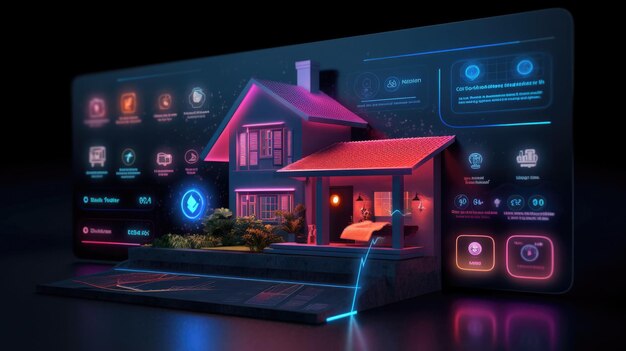 Gebruikersinterface van smarthome ai zwarte achtergrond