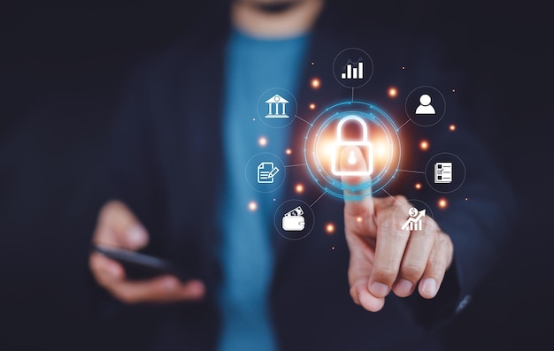 Gebruikerslogin Vingerafdrukscan biedt beveiligde toegang met biometrische identificatie Bedrijfstechnologie Veiligheid Internet Netwerkconcept