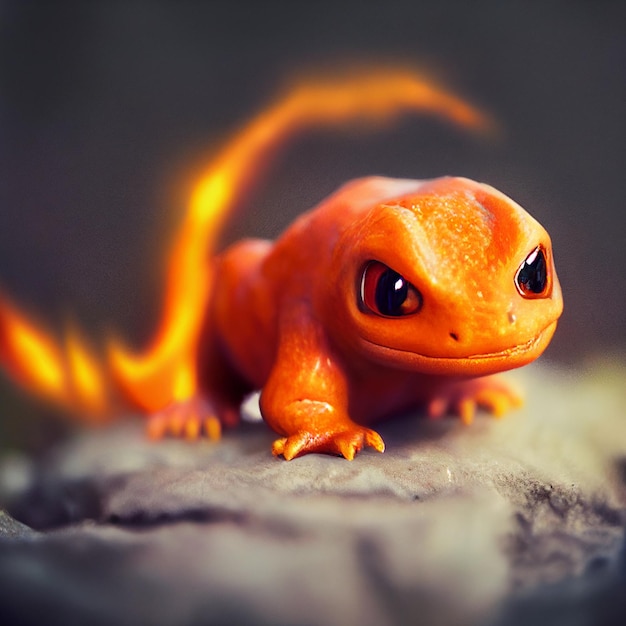 Gecko or red lizard looks like a pokemon