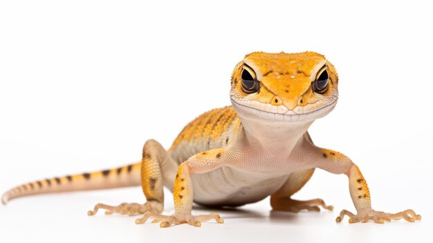 A gecko on a white background