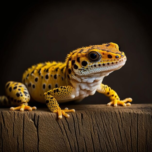 A gecko with a black background