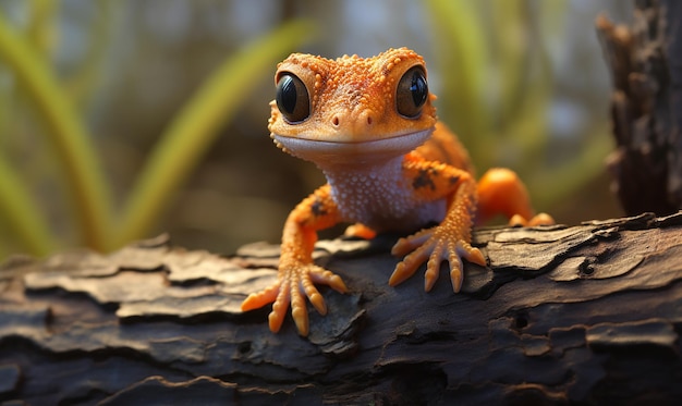 Photo a gecko with a black eye and a red eye