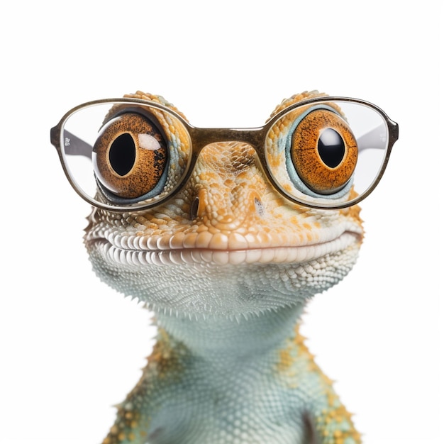 Photo a gecko with glasses that say'iguana'on it