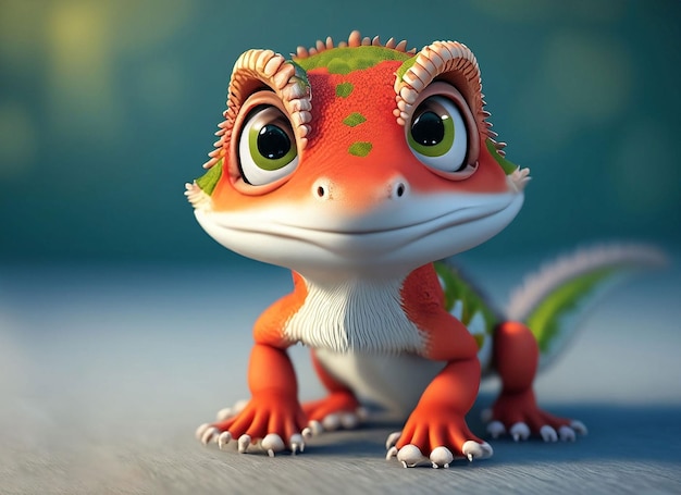 A gecko with a green and orange face.