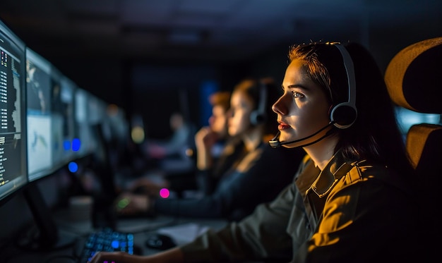 Geconcentreerde nachtploeg in het callcenter