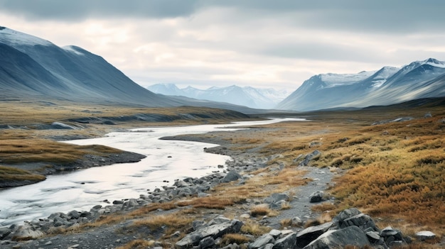 Gedempt kleurenpalet Een reis door de desolate landschappen van Arctic Valley