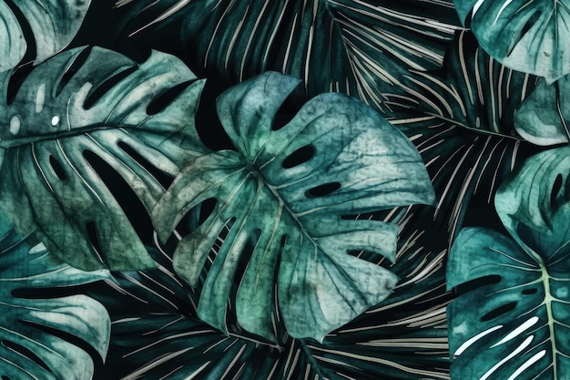 Gedetailleerd groen bladpatroon in close-up gemaakt met generatieve ai-technologie