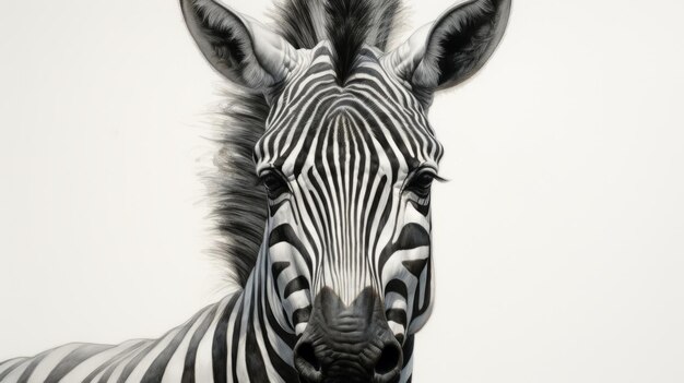 Foto gedetailleerd zebra portret fine art print in lori earley stijl