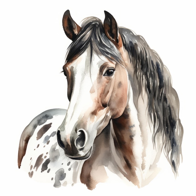 Gedetailleerde Dappled Horse Watercolor Clipart voor Digitaal Schilderen en Papier Crafting