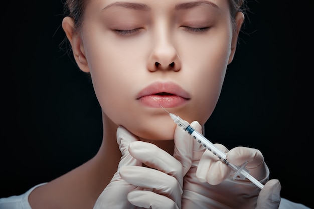 Gedetailleerde weergave van een lip injectie