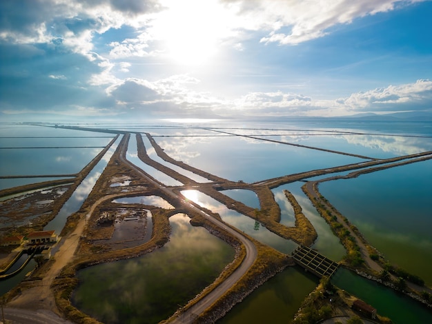 Gediz Delta in de Sasali Bird Paradise Drone Foto Karsiyaka Izmir Turkije