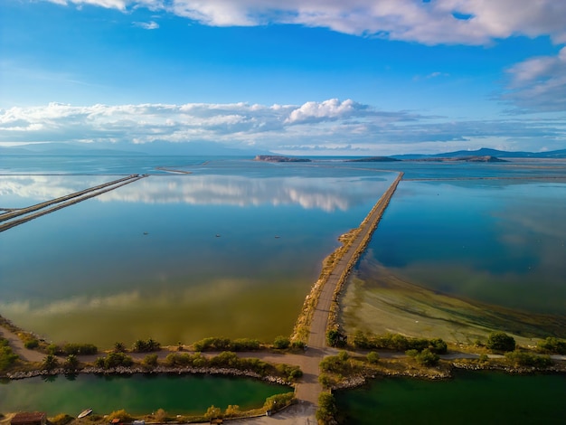 Sasali Bird Paradise 드론 사진 Karsiyaka Izmir Turkey의 Gediz Delta