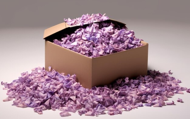 Gedroogde lavendelbloemblaadjes in een stijlvol pakket AI gegenereerd