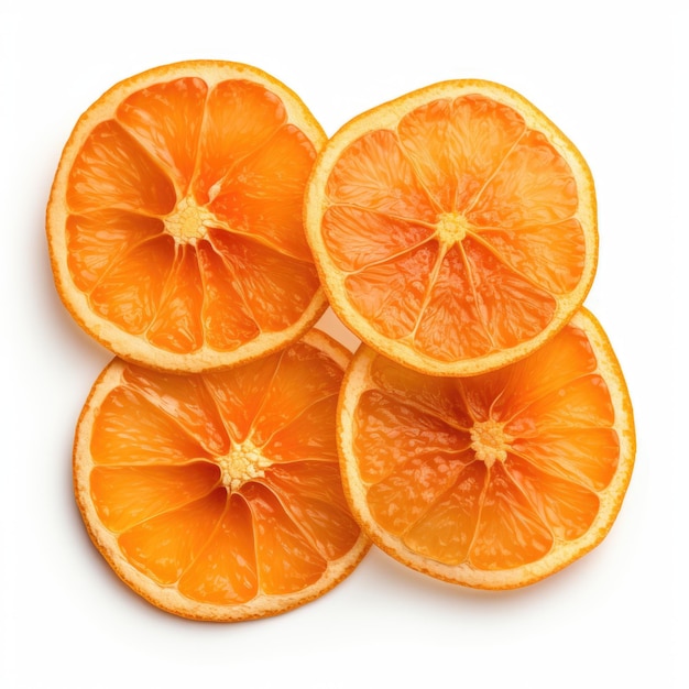 Gedroogde mandarijnsnijden geïsoleerd op witte achtergrond Generatieve AI