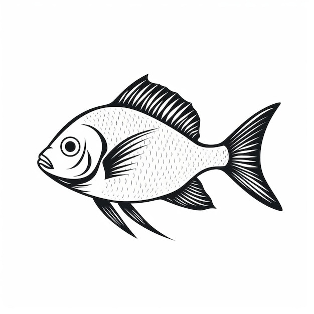 Gedurfde Grafische Illustratie Van Een Zwart-witte Vis