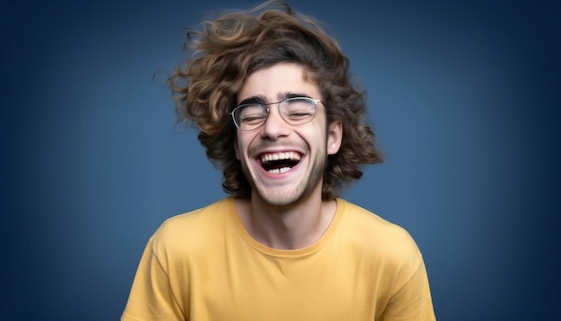 Gedurfde, krachtige portretfoto's Portret van een lachende man
