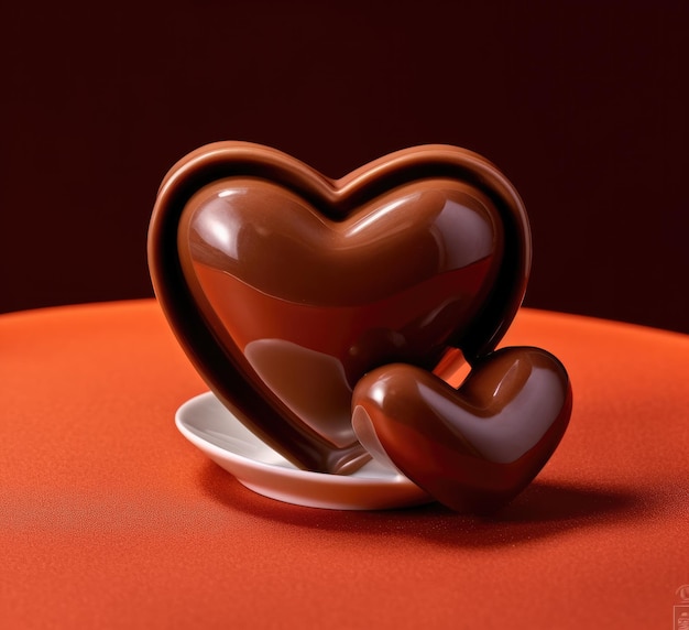 Gedurfde kromlijnige hartchocolade in een artistieke keramische beker AI gegenereerd