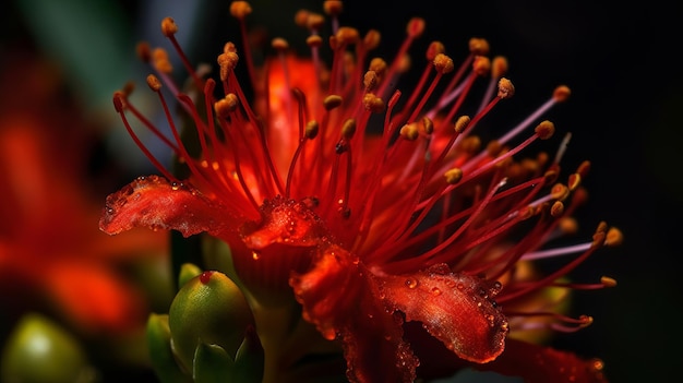 Gedurfde vurige tinten van een voetzoeker bloem close-up AI gegenereerd