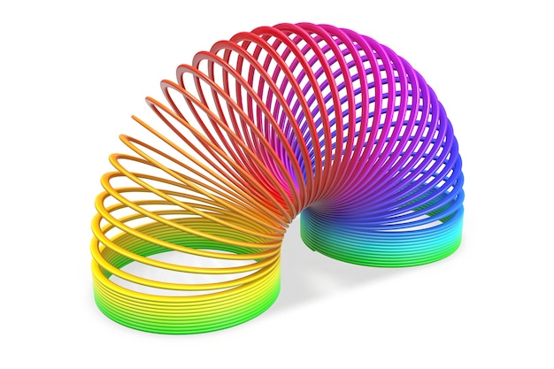 Geef van speelgoed plastic kleurrijke regenboog spiraalvormige lente geïsoleerd