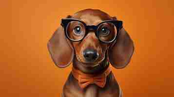 Photo geeky chic puppy with round glasses melting hearts