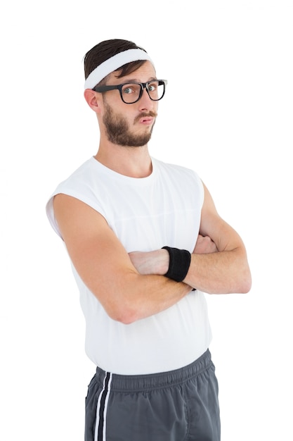Фото geeky hipster, создающий спортивную одежду