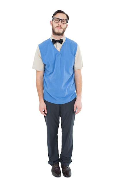 Geeky hipster wearing sweater vest