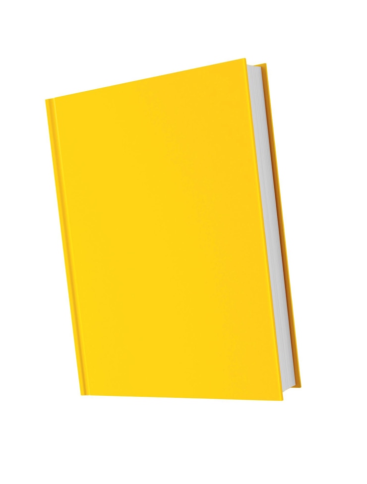 Foto geel boek op een witte achtergrond