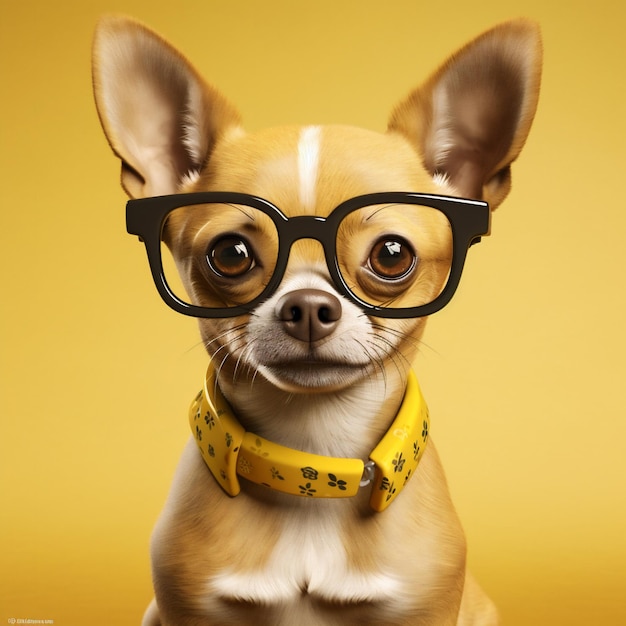 Geel hond dier huisdier puppy canino chihuahua schattig achtergrond bril portret Generatieve AI