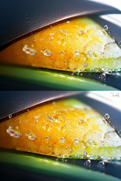 Foto geel oranje fruit segment sinaasappelsap display zakelijke promotie reclame achtergrond