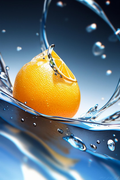 Geel oranje fruit segment sinaasappelsap display zakelijke promotie reclame achtergrond