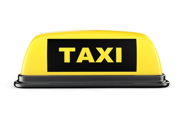 Geel Taxi Car Roof Sign op een witte achtergrond