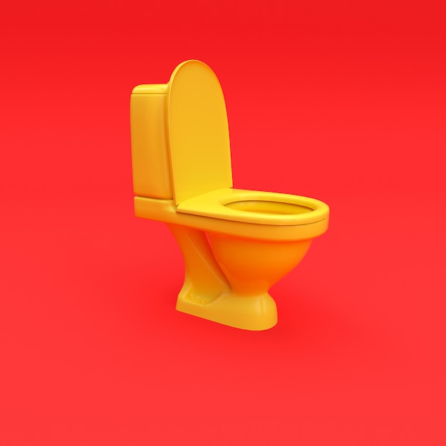 geel toilet op erd 3d weergegeven