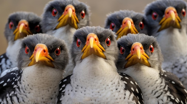 Geelsnaveloxpecker vogels close-up